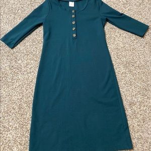 Teal Button-Front Midi Dress